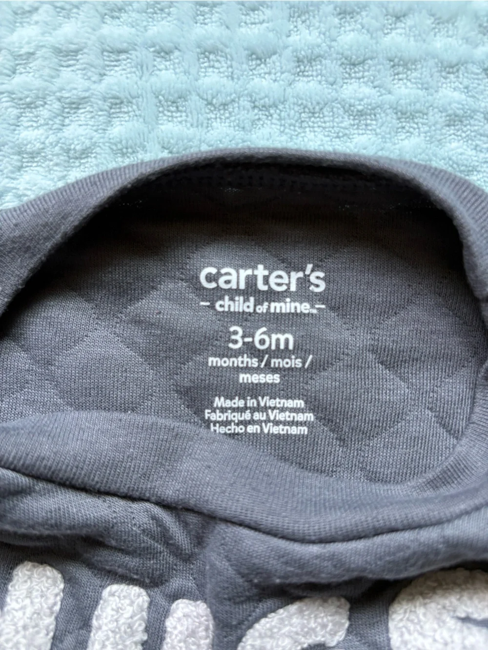 Carter's Gray Quilted 'HUGS' Sweatshirt with Light Gray Printed Joggers